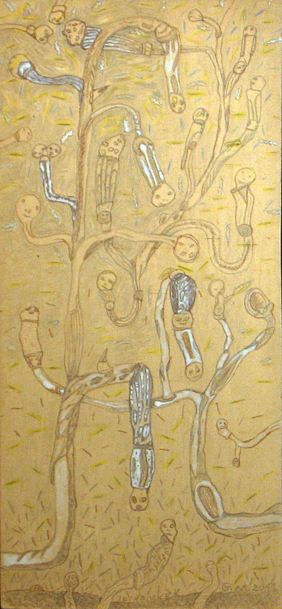 Little Souls - paperboard, col. pencil, stain 43x20 cm (2011)